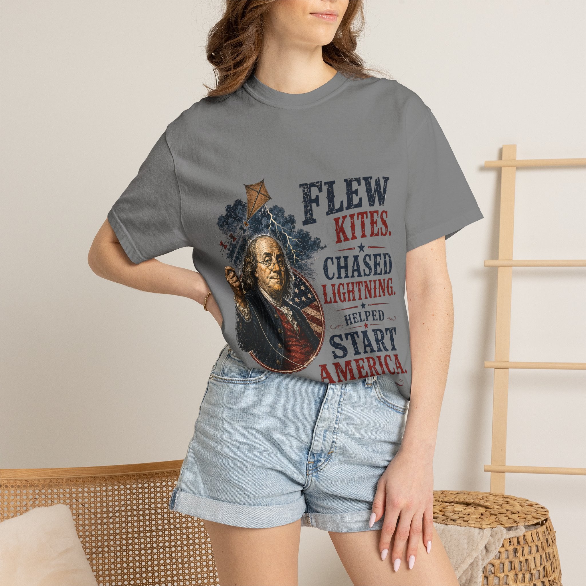 Vintage Benjamin Franklin 'Flew Kites, Chased Lightning' Tee