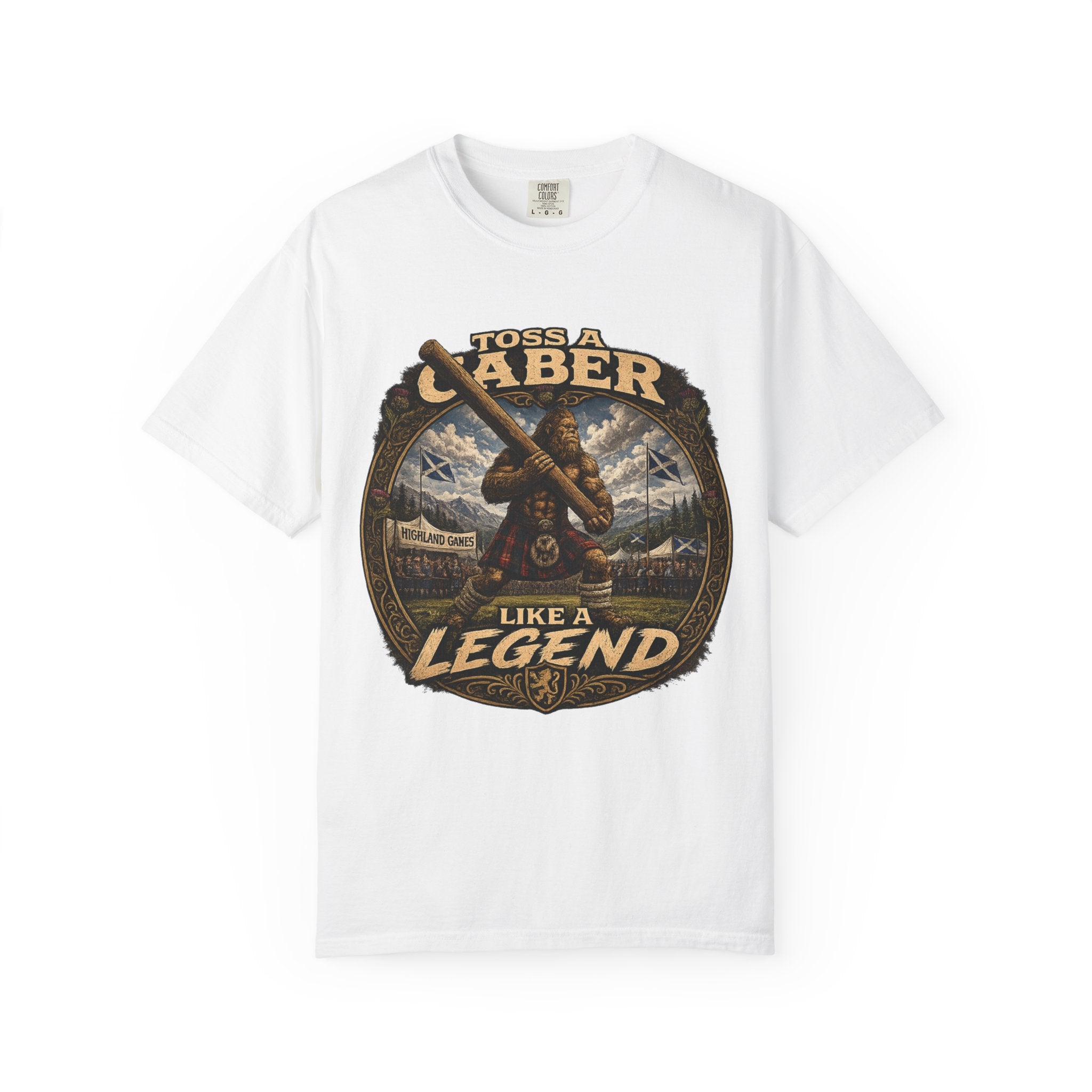 T-Shirt — 'Toss a Caber Like a Legend' Scottish Highland Games Graphic Tee