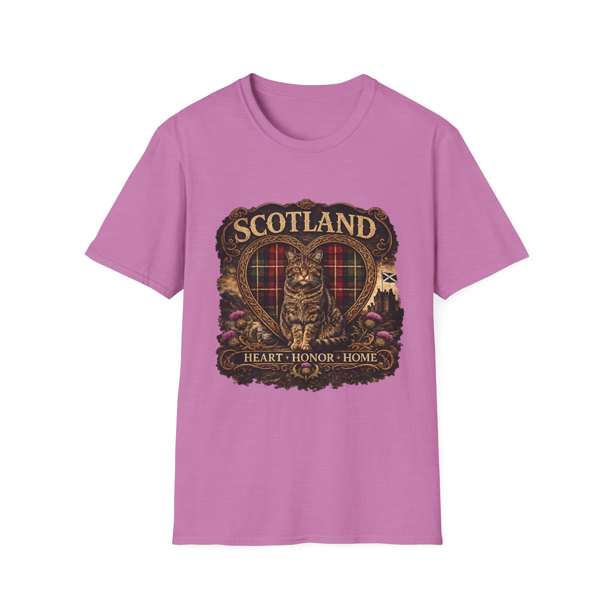 Scotland Wildcat – Heart, Home & Tartan Cat Retro Travel Tee