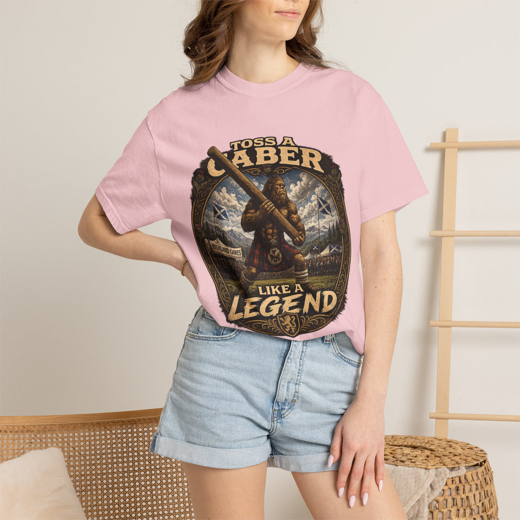 T-Shirt — 'Toss a Caber Like a Legend' Scottish Highland Games Graphic Tee