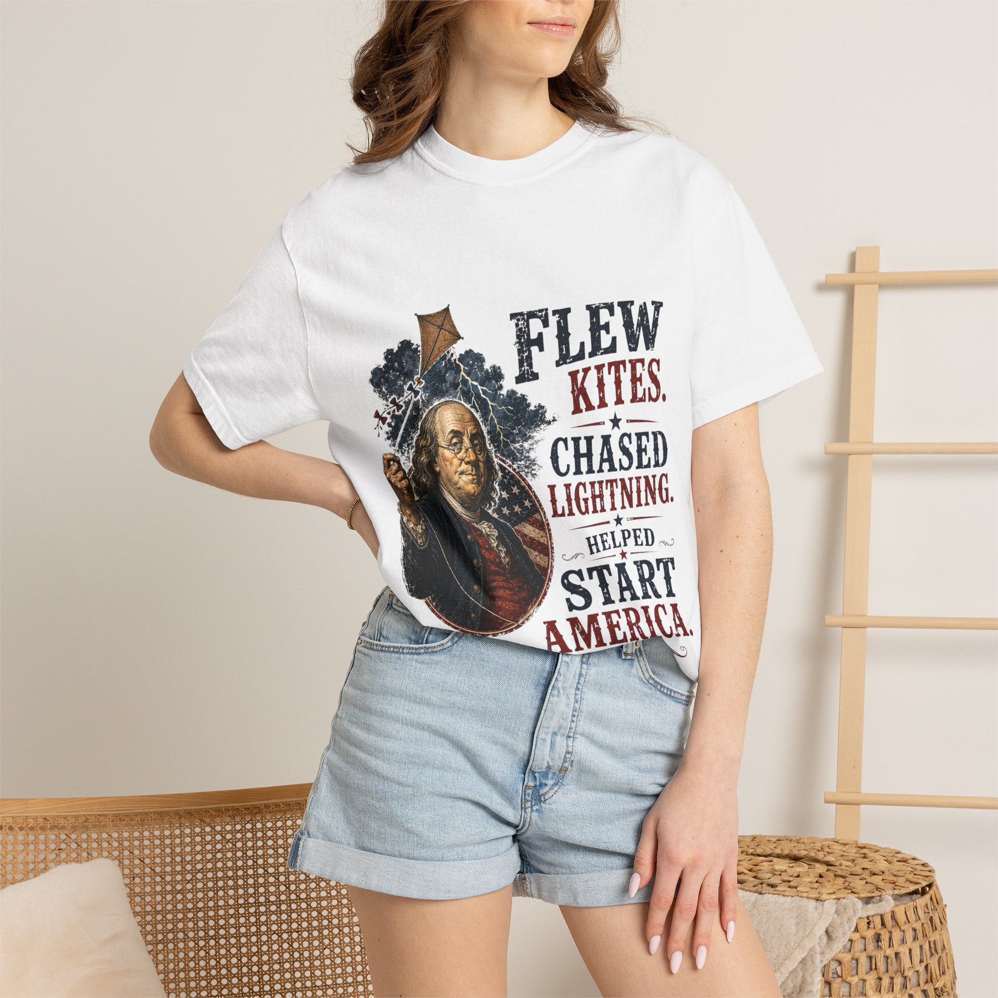 Vintage Benjamin Franklin 'Flew Kites, Chased Lightning' Tee