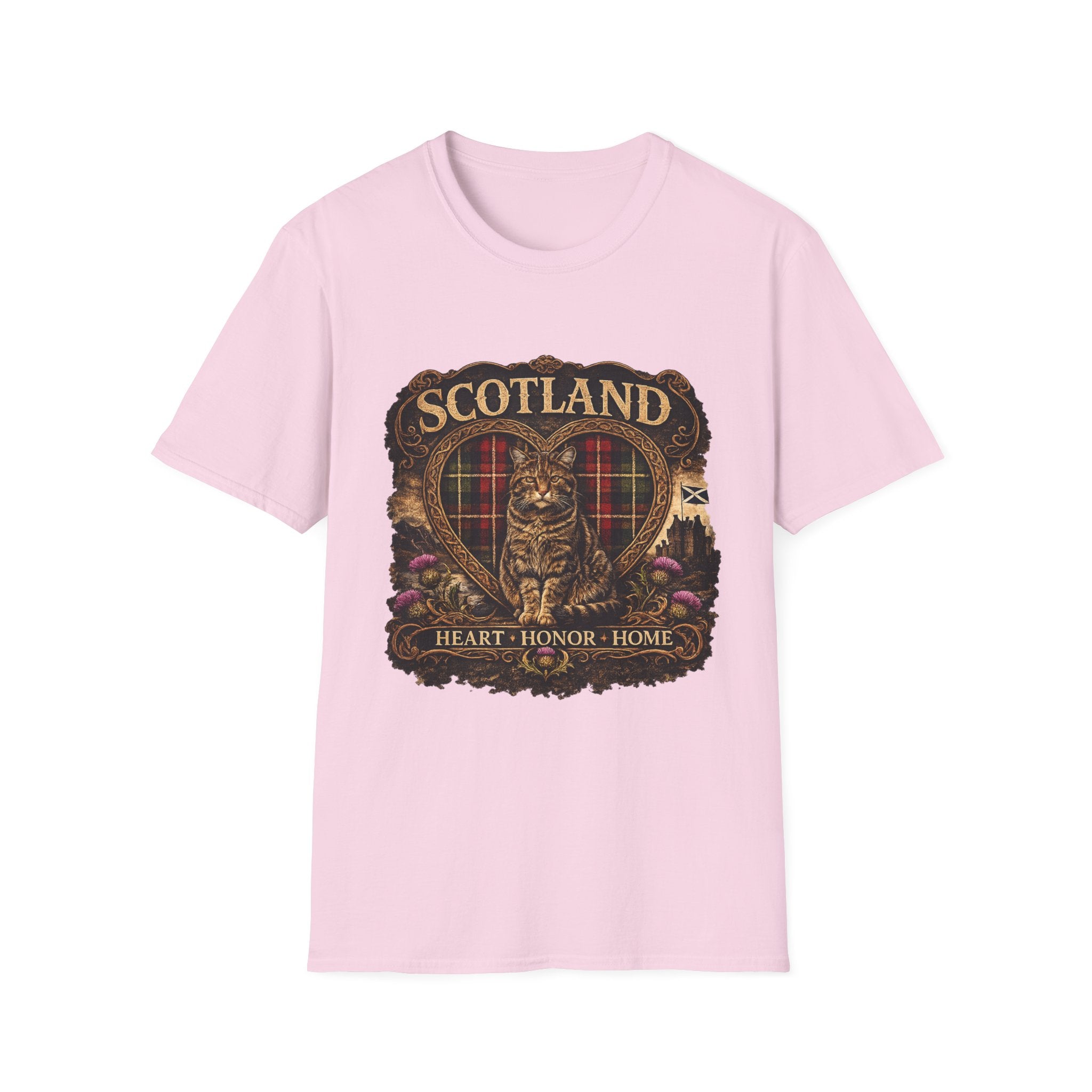 Scotland Wildcat – Heart, Home & Tartan Cat Retro Travel Tee