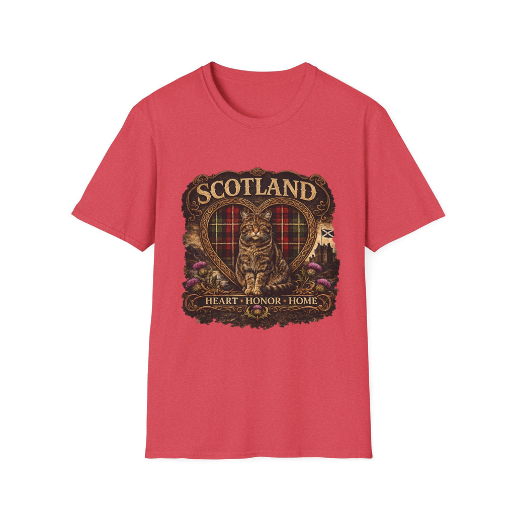 Scotland Wildcat – Heart, Home & Tartan Cat Retro Travel Tee