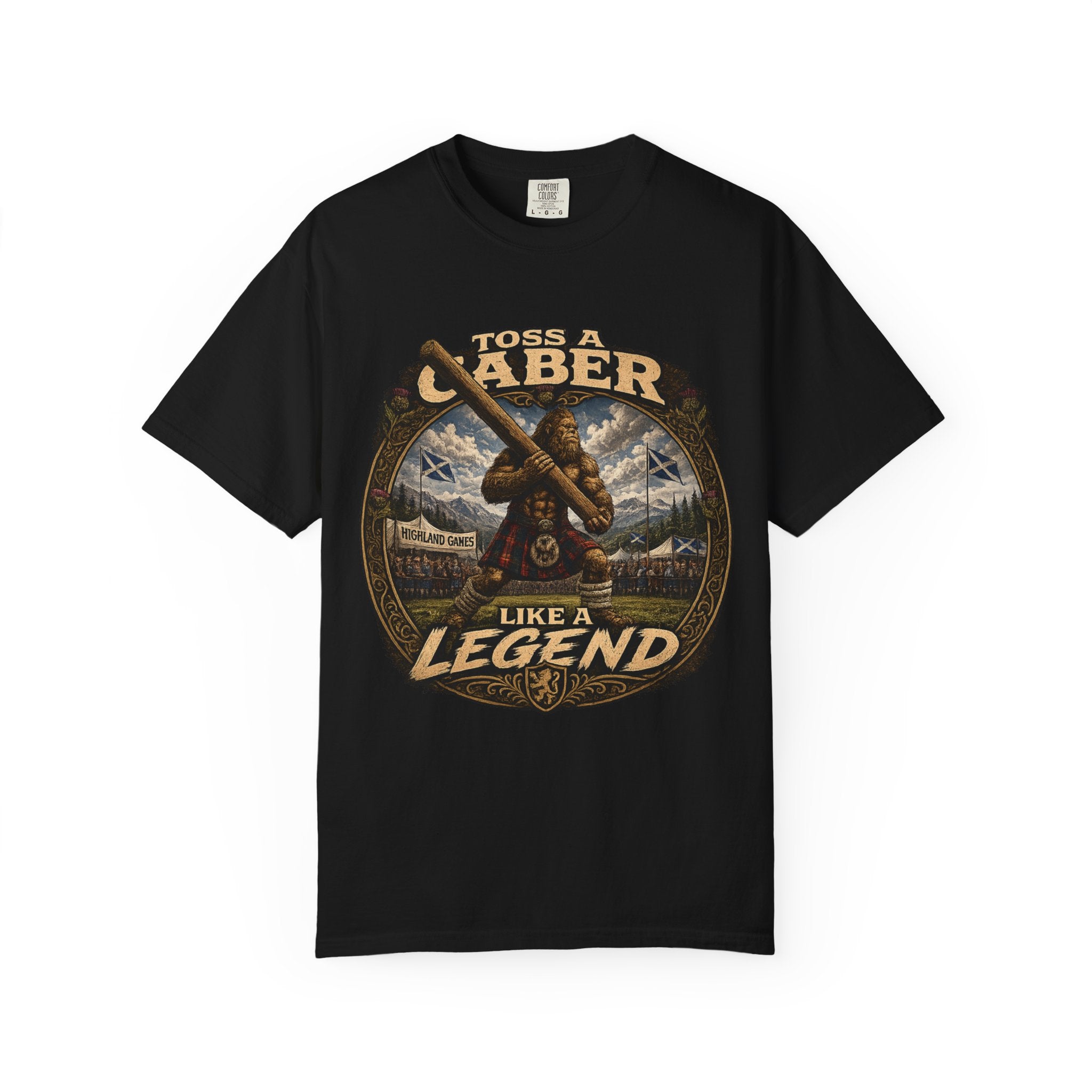 T-Shirt — 'Toss a Caber Like a Legend' Scottish Highland Games Graphic Tee