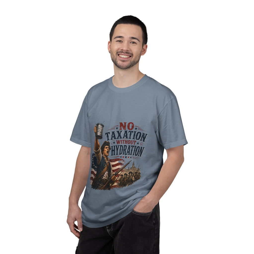 T-Shirt — "No Taxation Without Hydration" Patriotic Funny Drinking Tee