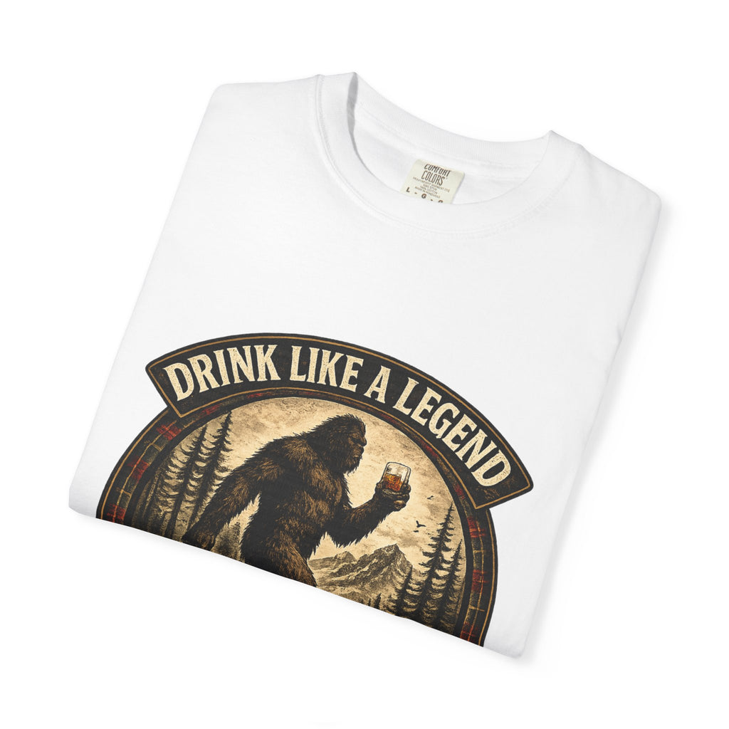 Drink Whiskey Like a Legend T-Shirt — Bigfoot Rustic Forest Graphic Tee