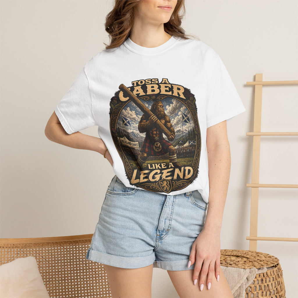 T-Shirt — 'Toss a Caber Like a Legend' Scottish Highland Games Graphic Tee