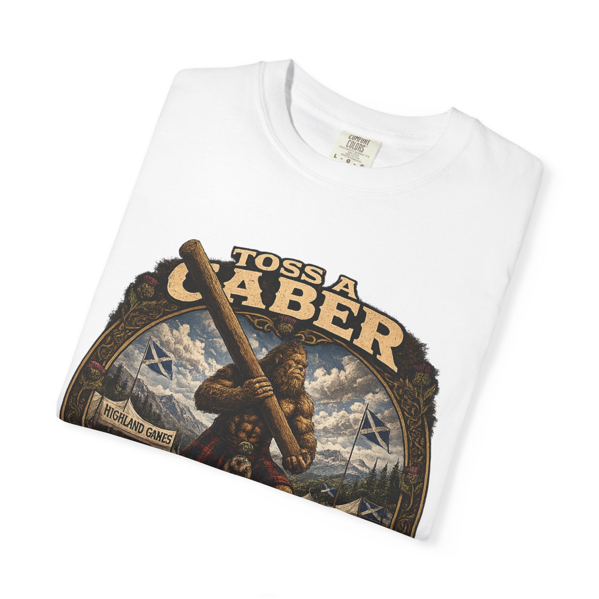 T-Shirt — 'Toss a Caber Like a Legend' Scottish Highland Games Graphic Tee