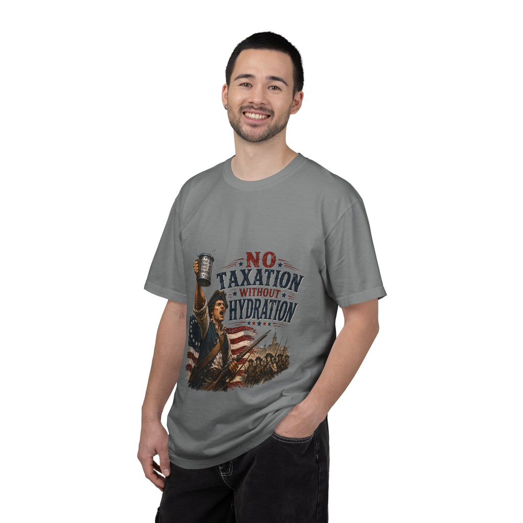 T-Shirt — "No Taxation Without Hydration" Patriotic Funny Drinking Tee