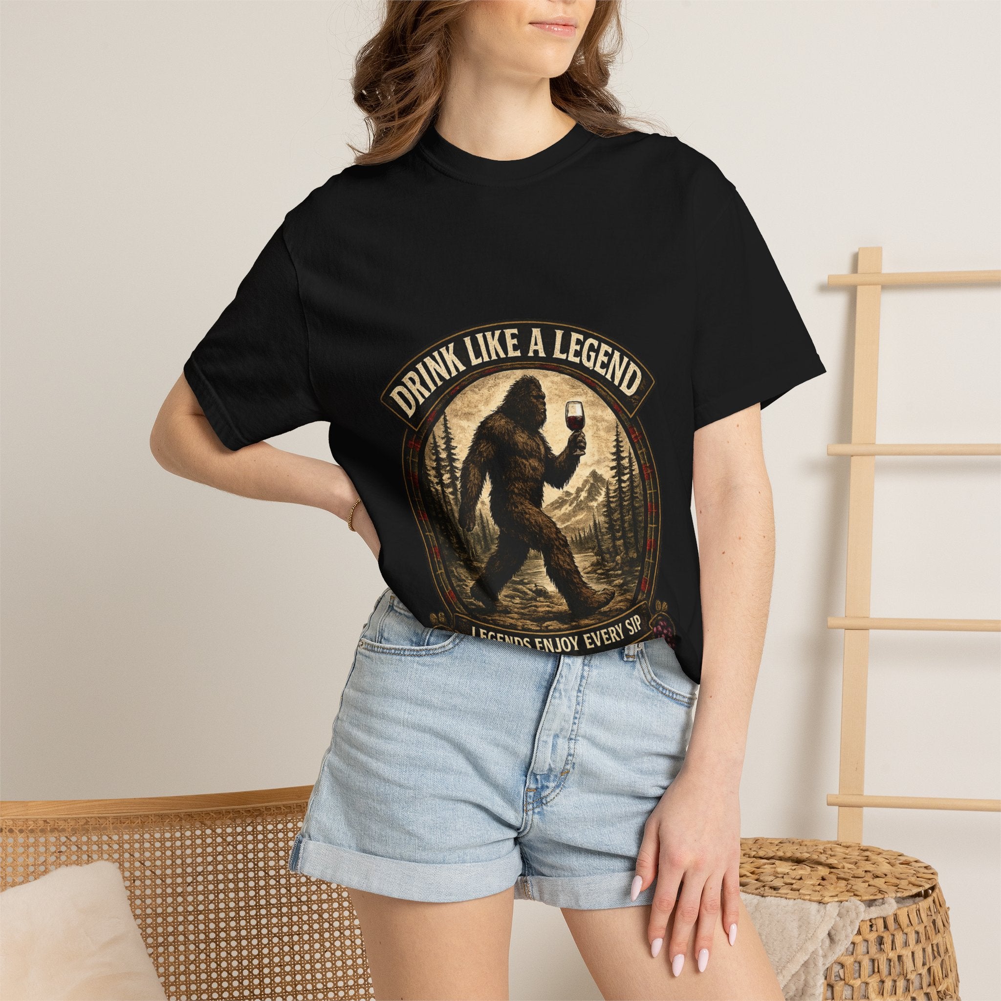 Drink Wine Like a Legend Bigfoot Graphic Tee