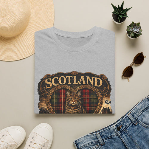 Scotland Wildcat – Heart, Home & Tartan Cat Retro Travel Tee