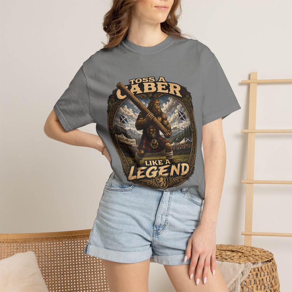 T-Shirt — 'Toss a Caber Like a Legend' Scottish Highland Games Graphic Tee